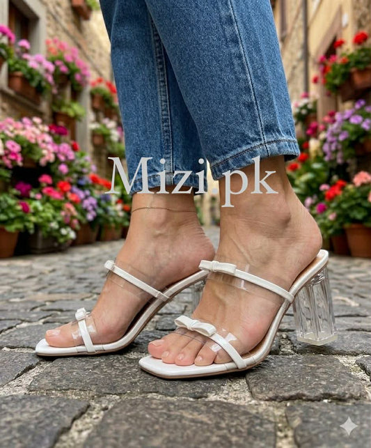 Mizi Transparent White Heel Slipper M106