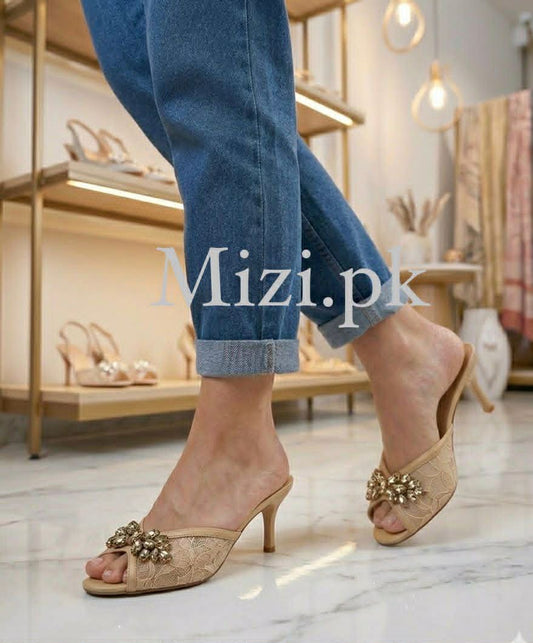 Mizi Broch heel Slipper M108